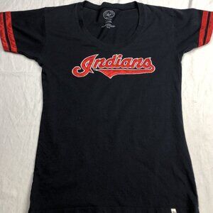 Forty Seven 47 Brand T Shirt Indians Baseball Size Large Woman Navy Blue